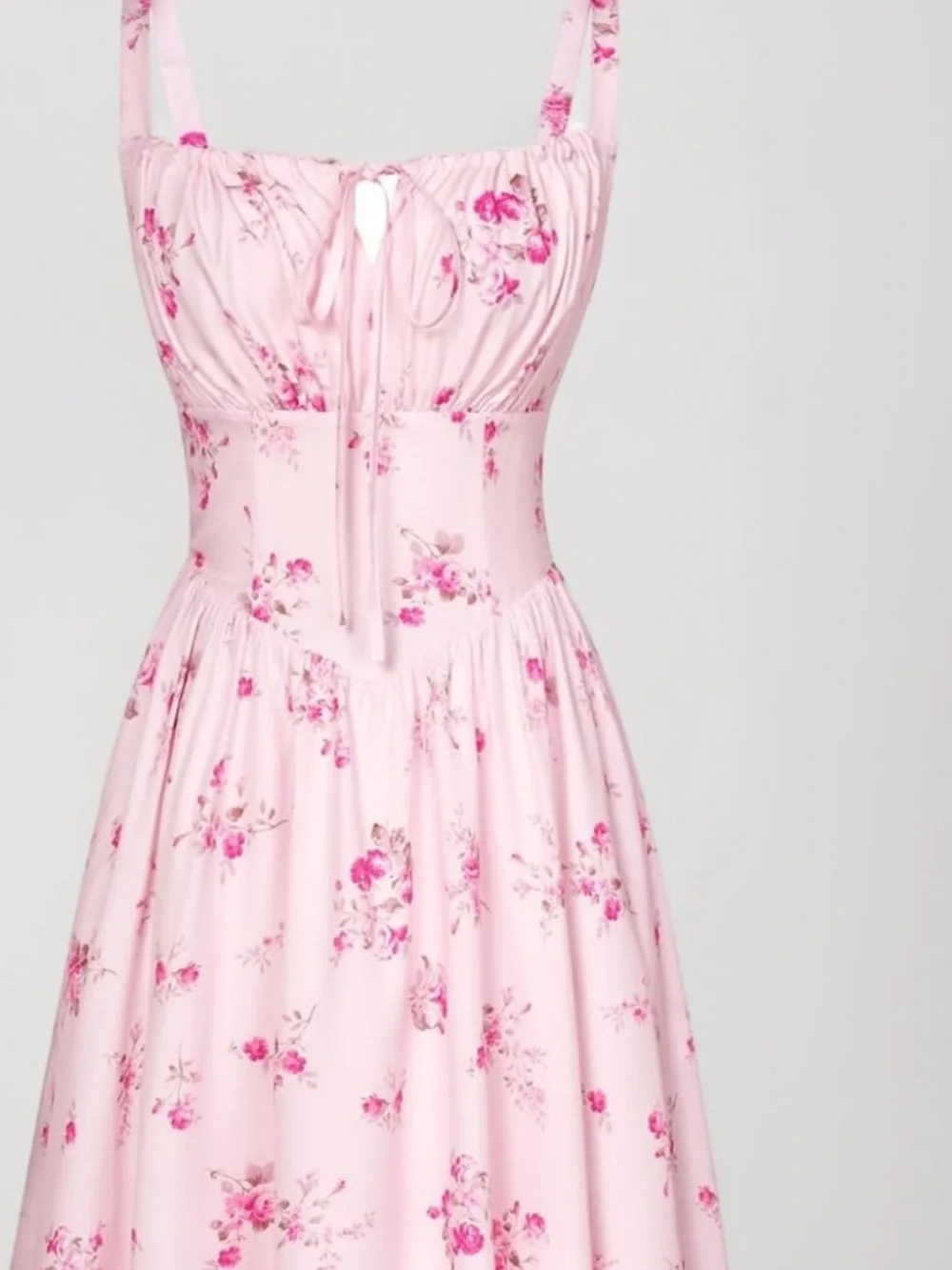NWTSCARLET DARKNESS Pink Floral Midi Dress Corset Milkmaid Cottagecore Pockets M